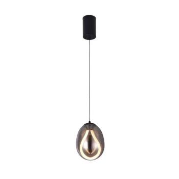 LED lógó lámpa Melanie, Ø 16 cm, füstszürke/fekete, üveg kép