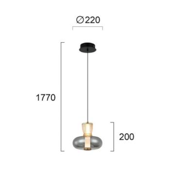 LED lógó lámpa Sire, Ø 22 cm, füstszürke/bronz, fém/üveg kép