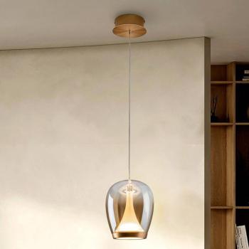 LED lógó lámpa Suspiro, Ø 18 cm, arany-/borostyánszínű, üveg kép