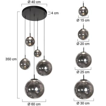 LED lógó világítás Bollique, 5 izzós, kerek, fekete, üveg kép
