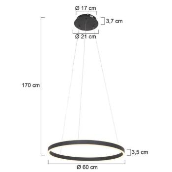 LED lógó világítás Ringlux, Ø 60 cm 2 izzós fekete kép