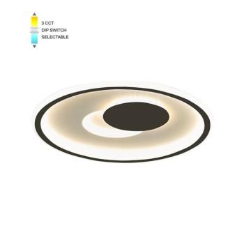 LED mennyezeti kerek lámpatest DISC 3 φ400*H45 52W 3xCCT-DIP kapcsoló fehér+fekete 2026260 VITO kép
