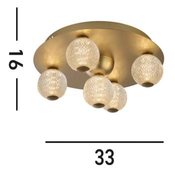 LED mennyezeti lámpa Asteroid, arany, Ø 33 cm acél/akril 5 lámpás változat kép