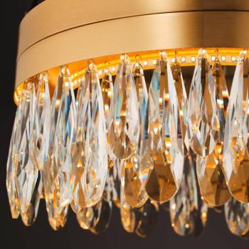 LED mennyezeti lámpa Celestia, Ø 40 cm, sárgaréz színű, kristály kép