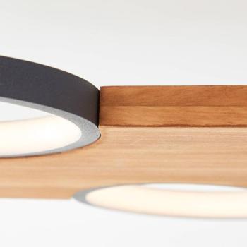 LED mennyezeti lámpa Cheesy fából, 5 izzós kép