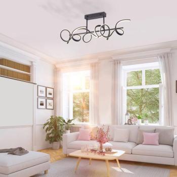 LED mennyezeti lámpa Curls, fekete, fém, 82 cm hosszú, fényerőszabályozható kép