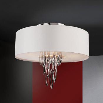 LED mennyezeti lámpa Domo, textil és króm kép