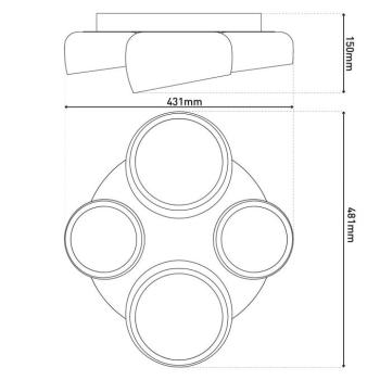 LED mennyezeti lámpa Eliora, 4-lámpás, fehér, CCT, távirányító