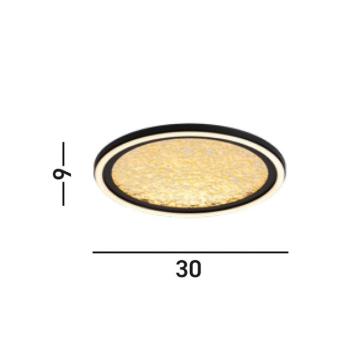 LED mennyezeti lámpa Luna, Ø 30 cm, fekete/arany színű, fém kép