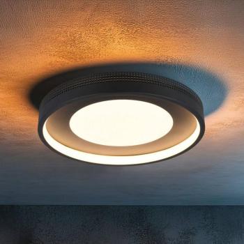 LED mennyezeti lámpa Solea, matt fekete, Ø 40 cm, műanyag kép