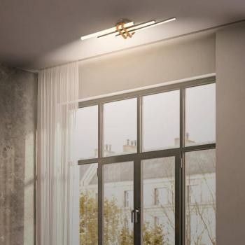 LED mennyezeti lámpa Tinka, fa színű/fekete, hosszúság 78 cm kép