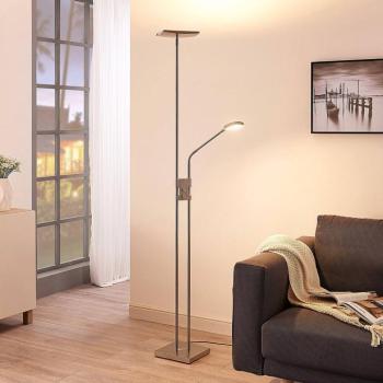 Lindby LED álló lámpa Jonne, szögletes, olvasókar, dimmelhető, 180 cm kép