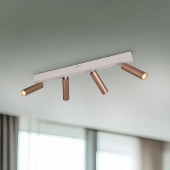 LED mennyezeti spotlámpa Ambala, hossza 65 cm, szürke/barna, 4 izzós. kép