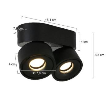 LED mennyezeti spotlámpa Fez, fekete, 2 izzós, fém, forgatható kép