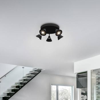 LED mennyezeti spotlámpa Romeo, Ø 30 cm, fekete, fém, 5 izzós. kép
