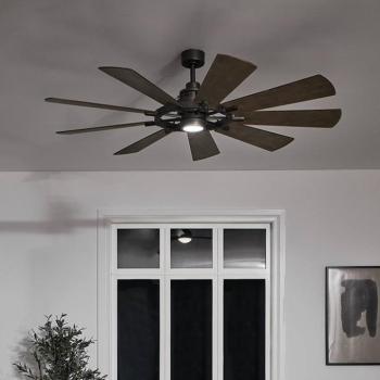 LED mennyezeti ventilátor Gentry fehér/sötét diófa kép