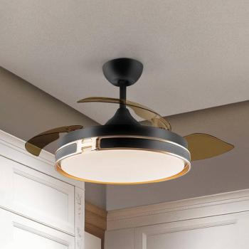 LED mennyezeti ventilátor Herón fekete/arany/füstös Ø 106 cm csendes kép
