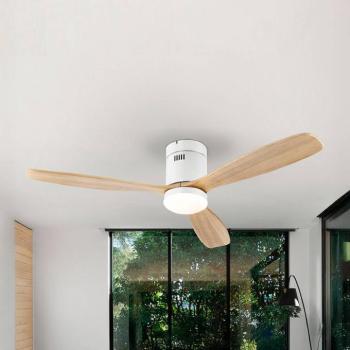 LED mennyezeti ventilátor Siroco, fehér/világos fa Ø 132 cm, csendes kép