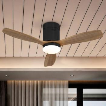LED mennyezeti ventilátor Siroco Mini, DC, csendes, fekete/diófa kép