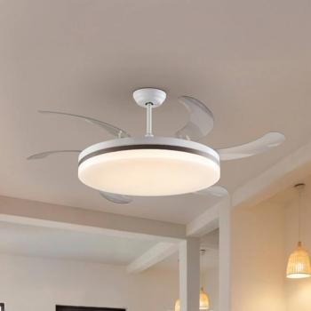 LED mennyezeti ventilátor Vento fehér/bronz/átlátszó, Ø 150 cm, csendes kép