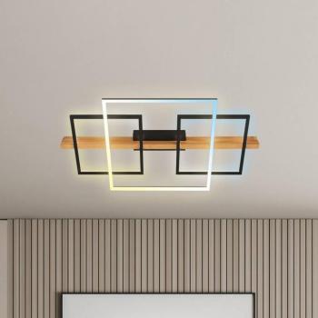 LED mennyezeti világítás Cadre, CCT, 75 cm, fekete, fa kép