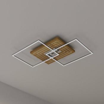 LED mennyezeti világítás Inka L, hossza 75 cm, világos fa, dimmelhető kép