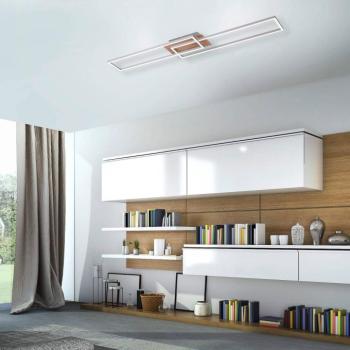 Iven LED mennyezeti világítás, dimmelhető fényerő, acél/fa, 110x25 cm kép