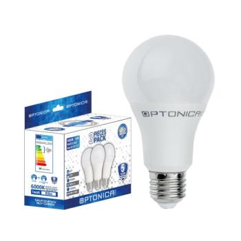 LED műanyag izzó, 3 darabos csomag, E27, a60, 5 év garancia, 15W, 2700K, meleg fehér, 1320 lm, Optonica, 1735 kép