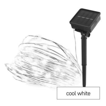 LED nano lánc napelemmel, réz, 12 m, kültéri és beltéri, hideg fehér, időzítő kép