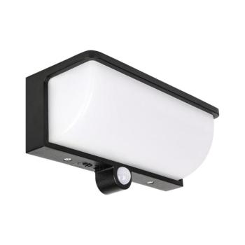 LED napelemes fali lámpa érzékelővel LED/3W/3,7V IP54 1500 mAh fekete SOLAR WALL LIGHT PIR LED kép