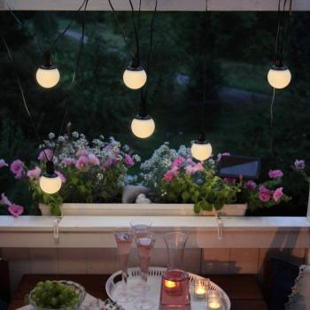 LED napelemes fénylánc kombó, 6 izzós, IP44, műanyag kép