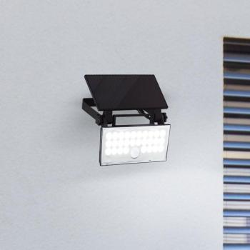 Luton érzékelős LED-es napelemes kültéri falikar, fekete, szélesség: 19 cm kép
