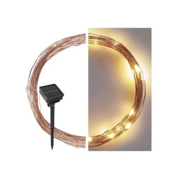 LED nano lánc napelemmel, réz, 12 m, kültéri és beltéri, meleg fehér, időzítő, IP44, EMOS, D3ZW01 kép
