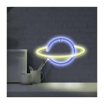 LED Neon fali dekoráció PLANET LED/3W/3xAA USB kék/sárga 327123 kép
