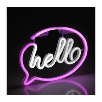 LED Neon falidekoráció HELLO 3W USB, rózsaszín, 3xAA 327147 kép