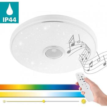 LED panel , 18W , falon kívüli , Bluetooth hangszóróval , kristály hatású , RGB , CCT , dimmelhető , IP44 , EGLO , MILAZZO , 33703 kép