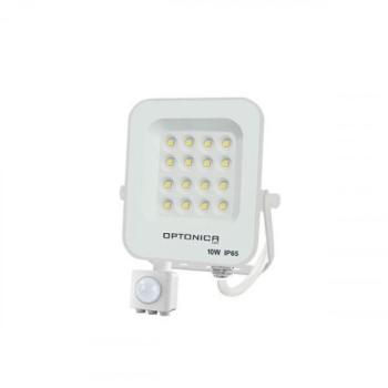 LED reflektor , 10 Watt , Ultra Slim , SMD , mozgásérzékelős , meleg fehér , fehér ház , IP65 , Optonica kép