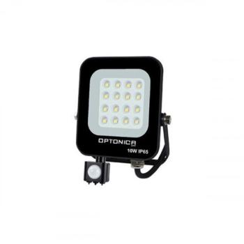 LED reflektor , 10 Watt , Ultra Slim , SMD , mozgásérzékelős , meleg fehér , fekete ház , IP65 , Optonica kép
