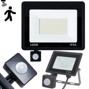 LED reflektor 100W (mozgásérzékelő, alkonykapcsoló) kép
