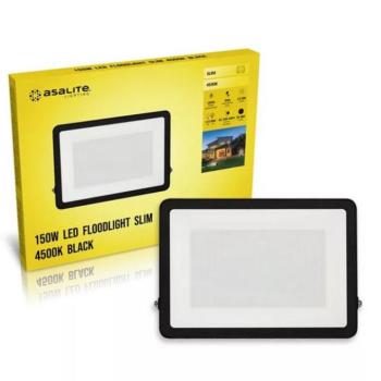 LED reflektor , 150W , 13500 lm , slim, fekete , természetes fehér , IP65 , Asalite kép