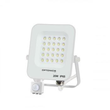 LED reflektor , 20 Watt , Ultra Slim , SMD , mozgásérzékelős , hideg fehér , fehér ház , IP65 , Optonica kép