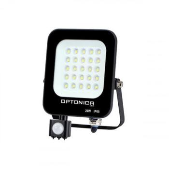 LED reflektor , 20 Watt , Ultra Slim , SMD , mozgásérzékelős , meleg fehér , fekete ház , IP65 , Optonica kép