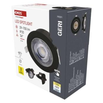 LED reflektor GERI fekete, kerek, 6,5W CCT kép