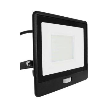 LED reflektor PIR érzékelős PRO, 50w, 6500K, hideg fehér, 4000lm, 100°, fekete, CRI>80, IP65, V-TAC, 20291 kép