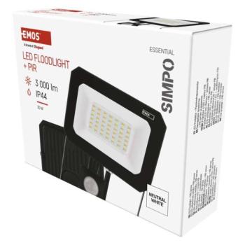 LED reflektor SIMPO PIR 30 W természetes fehér kép