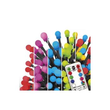 LED karácsonyi fényfüzér, cseresznye – golyók, 10 m, RGB, távirányító, programok, időzítő, IP44, EMOS, D5AA01 kép