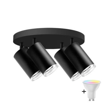 LED RGBW dimmelhető fürdőszobai spotlámpa TURYN 4xGU10/4,8W/230V IP44 fekete SA1916+4xAI2382 kép