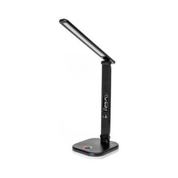 LED RGBW Dimmelhető lámpa vezeték nélküli töltéssel, kijelzővel, USB porttal 6W/5V 3000-6500K fekete PDL711RGBB kép