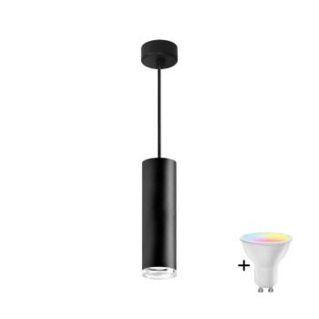 LED RGBW fényerőszabályozható fürdőszobai függeszték zsinóron TURYN 1xGU10/4,8W/230V IP44 fekete SA1912+AI2382 kép