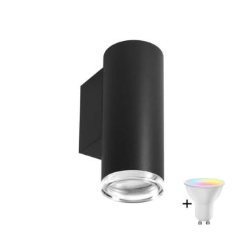 LED RGBW, dimmelhető, fürdőszobai fali lámpa TURYN 1xGU10/4,8W/230V IP44 fekete SA1886+AI2382 kép